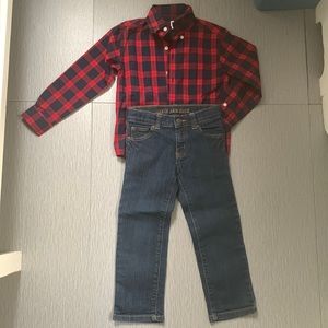 Janie and Jack Denim and button down shirt. Both items are size 4.